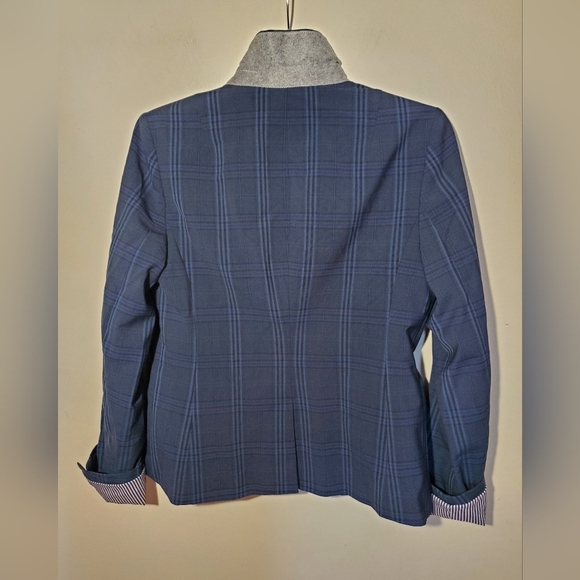 Banana Republic Wool Navey Plaid Blazer Size 6 - Picture 6 of 11